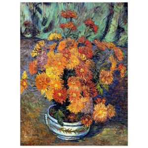 Armand Guillaumin  Vase de chrysanthemes  1885 Wood Print