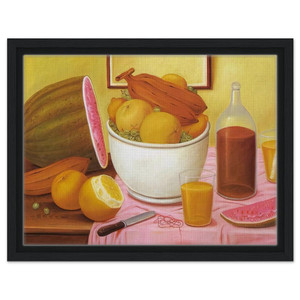 Fernando Botero  STILL LIFE WITH ORANGEADE Framed Canvas