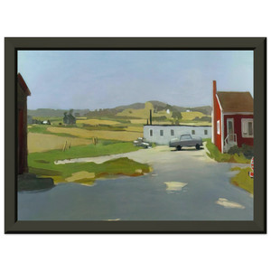 Fairfield Porter LONG ISLAND LANDSCAPE WITH RED BUILDING 1962