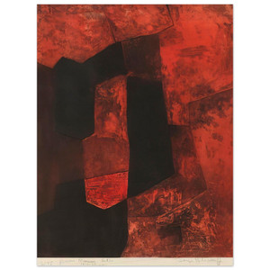 Serge Poliakoff  Composition brune et rouge  1964 Wood Print