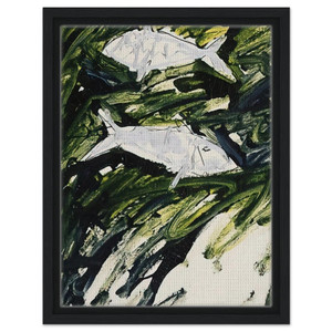 Mario Schifano  Pesci  1982 Framed Canvas