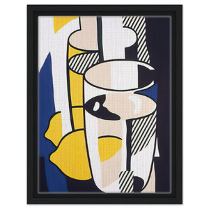Roy Lichtenstein  GLASS AND LEMON IN A MIRROR 1974 Framed Canvas