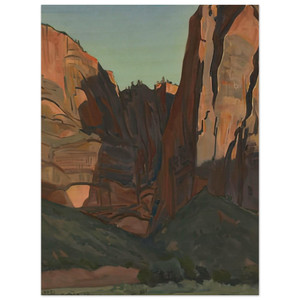 Maynard Dixon  NOTCH IN THE WALL ZION NATIONAL PARK AUGUST 1933 1933 Wood Print