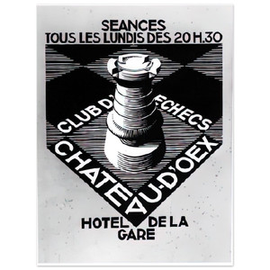 MC Escher  ADVERTISEMENT CHESS CLUB CHATEAU DOEX JULY 1936 1936 Aluminum Print