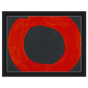 Jiro Yoshihara  Red Circle on Black  1965 Framed Canvas