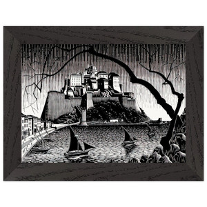 MC Escher  CITADEL OF CALVI CORSICA Premium Wooden Framed Art Print / Poster