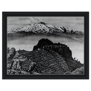MC Escher  CASTEL MOLA AND MOUNT ETNA SICILY DECEMBER 1932 1932 Framed Canvas