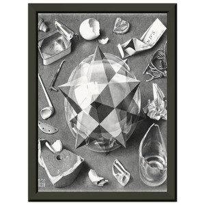 MC Escher  CONTRAST ORDER AND CHAOS Premium Metal Framed Art Print / Poster