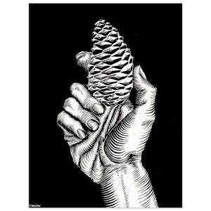 MC Escher  HAND WITH FIR CONE Aluminum Print