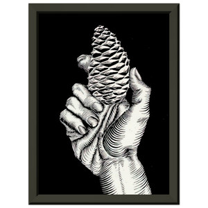 MC Escher  HAND WITH FIR CONE Premium Metal Framed Art Print / Poster