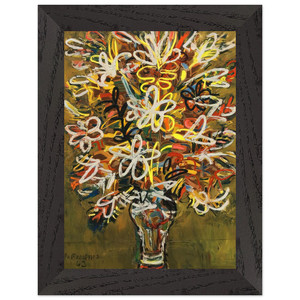 Rene Portocarrero  FLOWER VASE 1963 Premium Wooden Framed Art Print / Poster