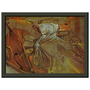 Salvador Dali BED AND TWO BEDSIDE TABLES FEROCIOUSLY ATTACKING A CELLO Print