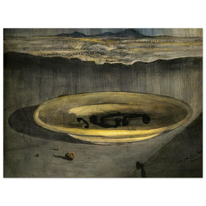 Salvador Dali  LANDSCAPE WITH TELEPHONES ON A PLATE Wood Print