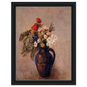 Odilon Redon  BOUQUET OF FLOWERS IN A BLUE VASE Framed Canvas