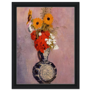 Odilon Redon  BOUQUET OF FLOWERS IN A BLUE VASE 2 Framed Canvas