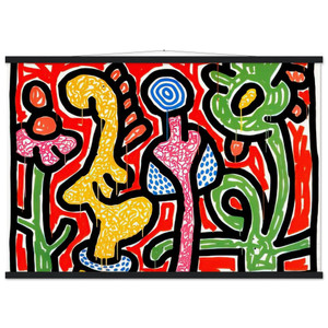 Keith Haring  FLOWERS IV 1990 N1 Museum-Quality Matte Paper Poster with Hanger