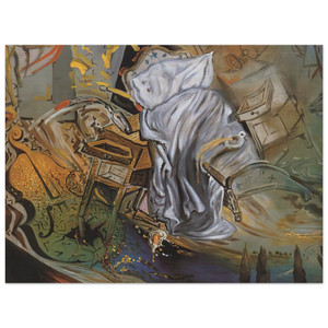 Salvador Dali BED TWO BEDSIDE TABLES FEROCIOUSLY ATTACKING CELLO Wood Print