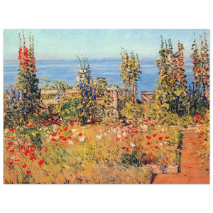 Childe Hassam  Hollyhocks Isles of Shoals Wood Print