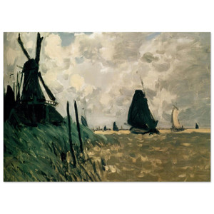 claude monet  A Windmill near Zaandam Fine Art Poster / Art Print