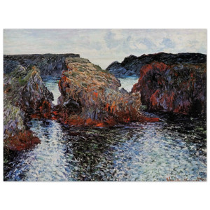 claude monet  BelleIle Rocks at PortGoulphar Wood Print
