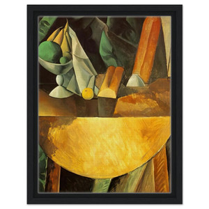 Pablo Picasso  Bread and dish with fruits on the table Framed Canvas