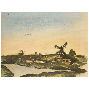 Pablo Picasso  Dutch landscape with windmills Wood Print