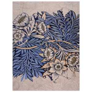 Morris 1873 TULIP AND WILLOW INDIGO DISCHARGE WOOD BLOCK PRINTED FABRIC