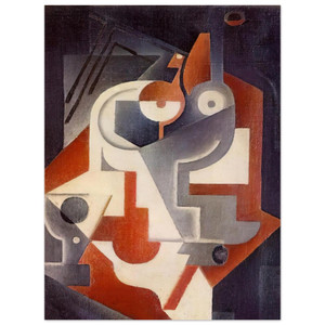 Juan Gris  NEWSPAPER GLASS AND PEAR 1917 Aluminum Print