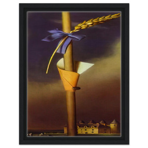 Salvador Dali  BLUE KNOT AND EAR OF WHEAT NEXT TO THE CASTLE Framed Canvas