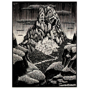 MC Escher  PENTEDATTIO CALABRIA JANUARY 1930 1930 Wood Print