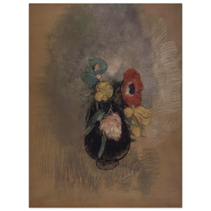 Odilon Redon  ANEMONES AND TULIPS Wood Print