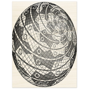 MC Escher  SPHERE SURFACE WITH FISHES Wood Print