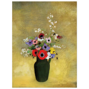 Odilon Redon  FLOWERS IN A GREEN PITCHER Wood Print
