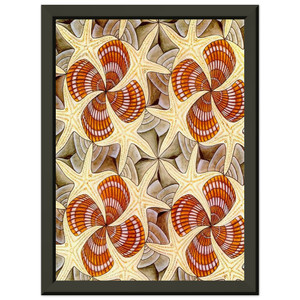 MC Escher  SHELLS AND STARFISH Premium Metal Framed Art Print / Poster