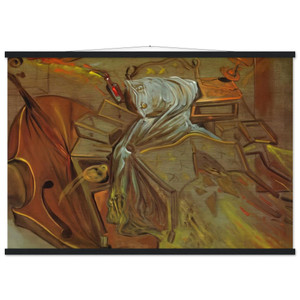 Salvador Dali BED AND TWO BEDSIDE TABLES FEROCIOUSLY ATTACKING A CELLO