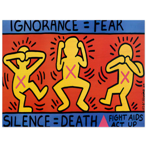 Keith Haring  IGNORANCE FEAR 1989 N2 Wood Print