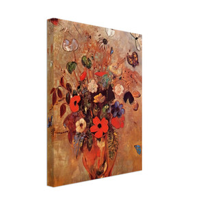 Odilon Redon  VASE WITH FLOWERS AND BUTTERFLIES Canvas