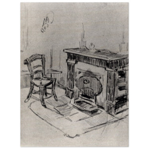 Vincent van Gogh  Mantelpiece with Chair Wood Print