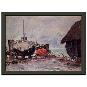 claude monet  Fishing Boats at Etretat Premium Metal Framed Art Print / Poster