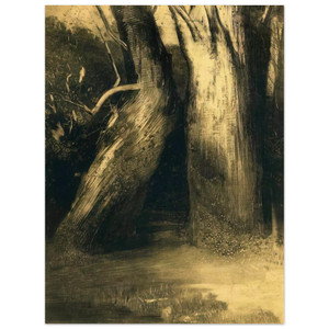Odilon Redon  TWO TREES 1875 Wood Print
