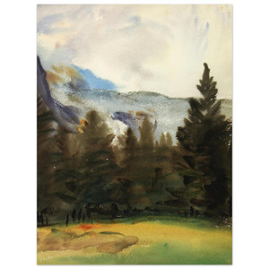 John Singer Sargent  Purtud Fir Trees and Snow Mountains Aluminum Print