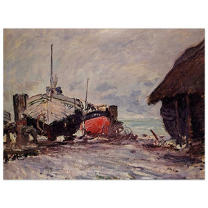 claude monet  Fishing Boats at Etretat Wood Print