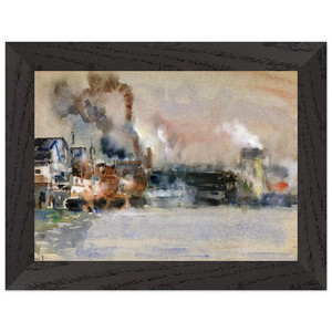 Childe Hassam  Portland Harbor Premium Wooden Framed Art Print / Poster
