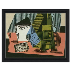 Pablo Picasso  Glass bottle packet of tobacco Framed Canvas
