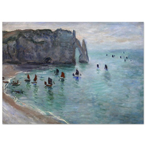 Claude Monet Etretat Aval Door Fishing Boats Harbour Fine Art Poster Print