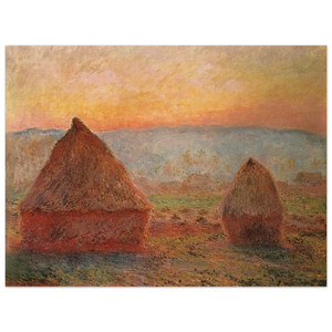 claude monet  Grainstacks at Giverny Sunset Wood Print