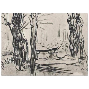 Van Gogh Garden of the Asylum and Tree Trunks Fine Art Poster / Art Print