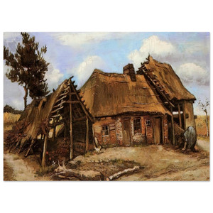 Vincent van Gogh Cottage with Barn and Woman Fine Art Poster / Art Print