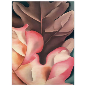 Georgia OKeeffe  Oak Leaves Pink and Grey Wood Print