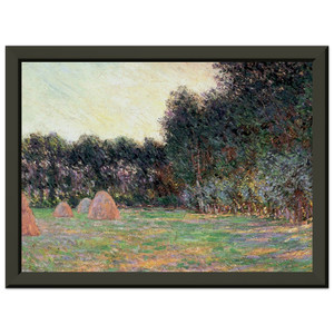 Claude Monet Meadow with Haystacks near Giverny Metal Framed Print